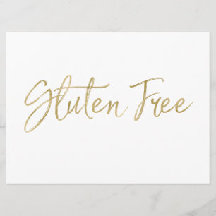 "Glutenfri" skylt Stilren guld handmålad text Inbjudningar