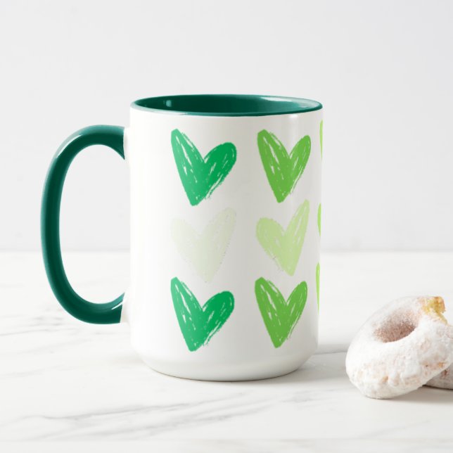 Glutenfria hjärtan Grön gradient Mugg (Med munk)
