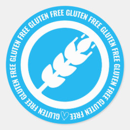 Glutenfria klistermärkesetiketter - Blå och vit Runt Klistermärke