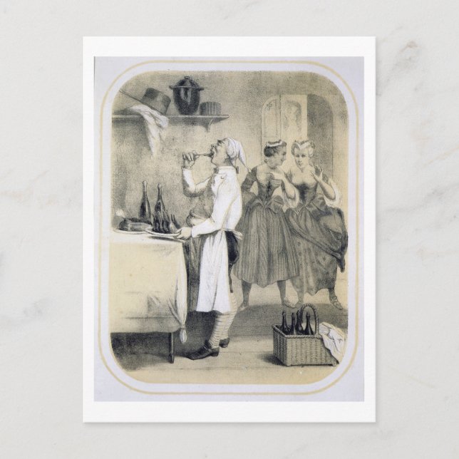 Gluttony i köket, från en serie utskrifter d vykort (Framsida)