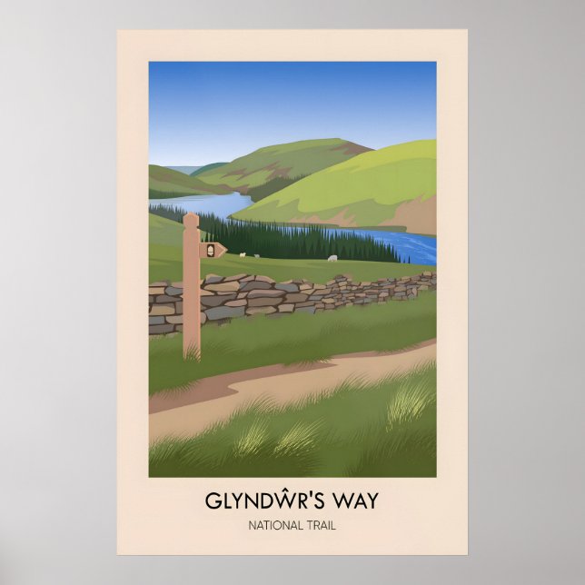 Glyndwrs Way National Trail Modern Resematerialaff Poster (Framsidan)