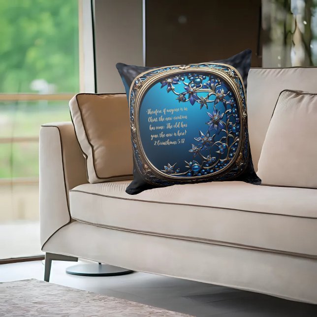 Glyssblå med Guld Anpassade Bible Verse Kudde (Skapare uppladdad)