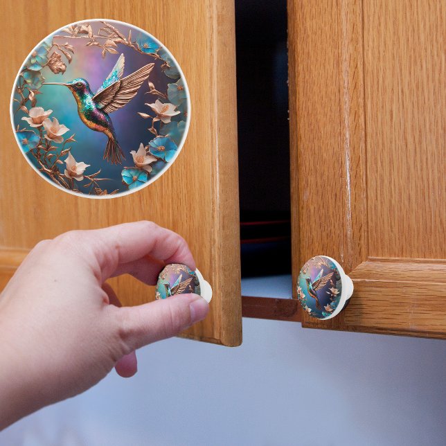 GlyssBlue med koppar Hummingbird Knopp (Skapare uppladdad)
