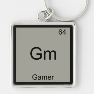 Gm - Gamer Rolig T-Shirt med kemiskt elementsymbol Fyrkantig Silverfärgad Nyckelring
