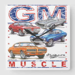 GM Muscle Square Clock Fyrkantig Klocka