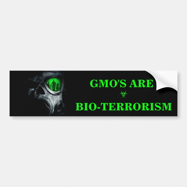 GMO ÄR DENTERRORISM BILDEKALET BILDEKAL (Framsidan)