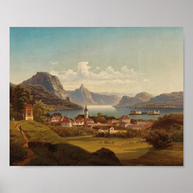 Gmunden mit Schloss Ort | Johann Wilhelm Jankowsky Poster (Framsidan)