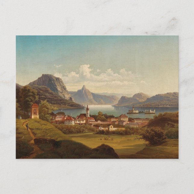 Gmunden mit Schloss Ort | Johann Wilhelm Jankowsky Vykort (Framsida)