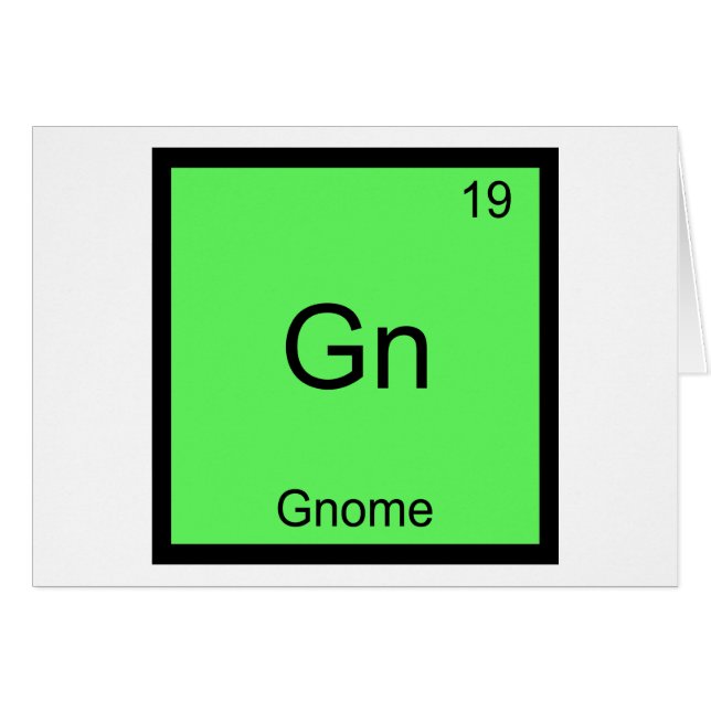 Gn - Gnom-kemi Periodiska Systemet Symbol Hälsningskort (Framsidan Horizontal)