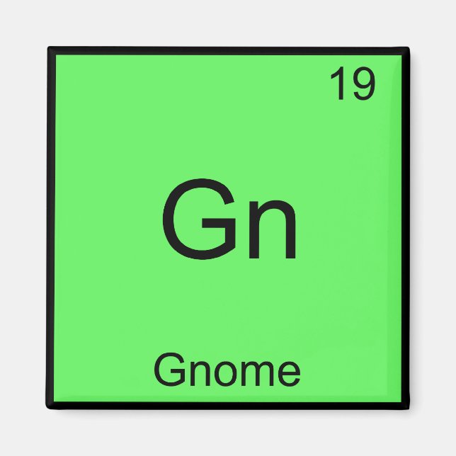 Gn - Gnome Funny Chemistry Inslag Symbol T-Shirt Magnet (Framsidan)