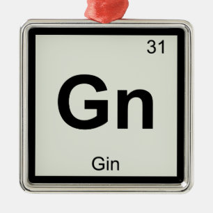 Gn - Symbol för bord för Ginkemi periodiskt Julgransprydnad Metall