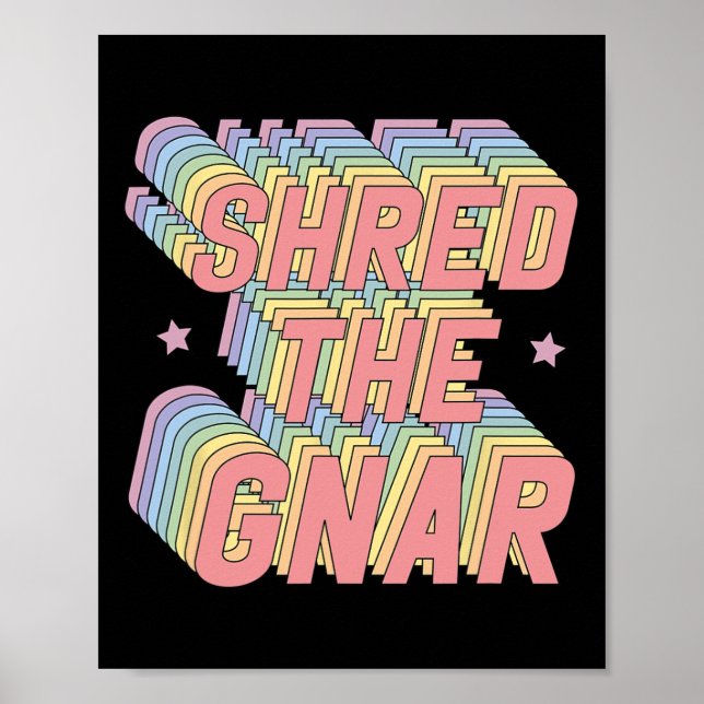 Gnar Snowboarding Surfing Rainbow Pastel Poster (Framsidan)