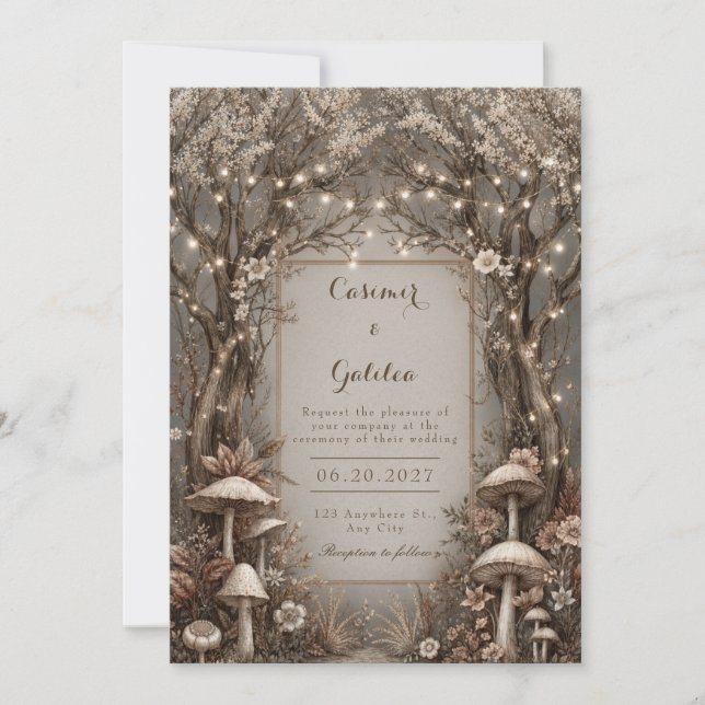 Gnarled Bronze Enchanted Forest Wood Wedding Inbjudningar (Framsida)