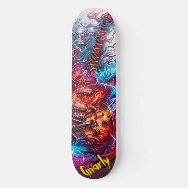 Gnarly Electrical Guitar Mini Skateboard Bräda 18,5 Cm (Framsida)