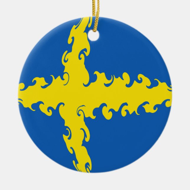 Gnarly flagga för sverige julgransprydnad keramik (Framsidan)