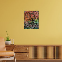 Gnarly Twisted Japansk Maple Träd Photo Poster