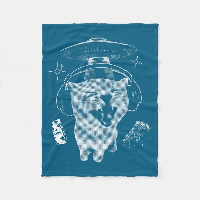 Gnarp Cat Silly Alien Cat Meme Brainrot Funny Meme Fleecefilt (Framsidan)