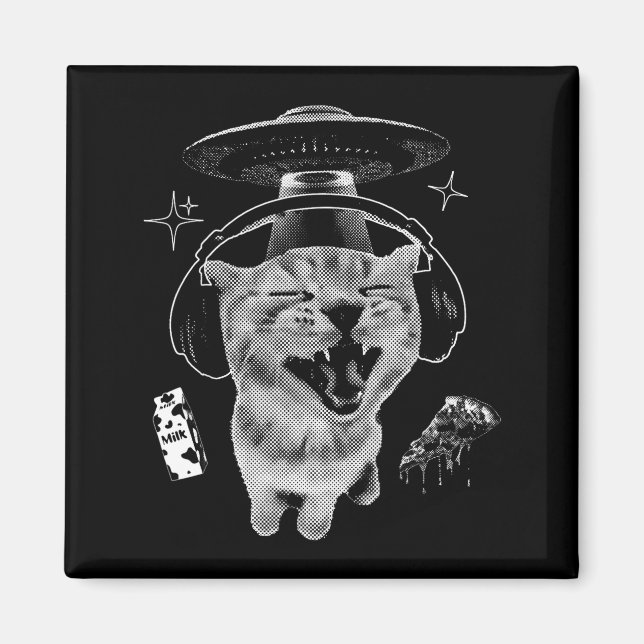Gnarp Katt Dum Alien Katt Meme Hjärnrutt Roligt Me Magnet (Framsidan)