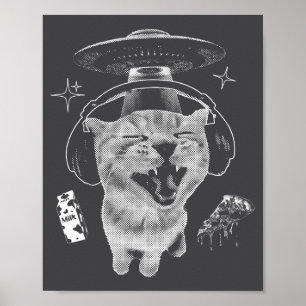 Gnarp Katt Dum Alien Katt Meme Hjärnrutt Roligt Me Poster