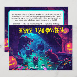 Gnaw-or-treat-kort: hemligt underpass Halloween-ko Inbjudningar