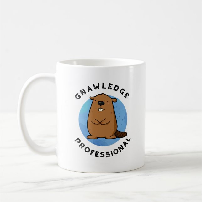 Gnawledge Professionell Funny Beaver Pun Kaffemugg (Vänster)