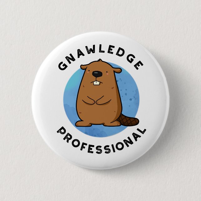 Gnawledge Professionell Funny Beaver Pun Knapp (Framsida)