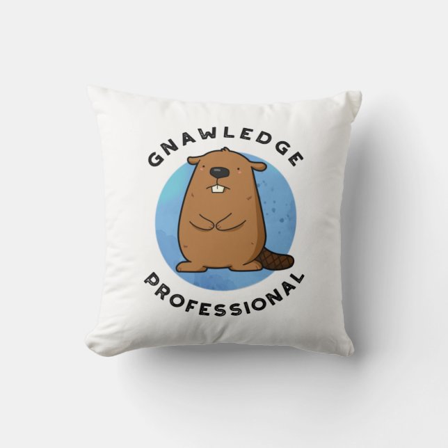 Gnawledge Professionell Funny Beaver Pun Kudde (Framsida)
