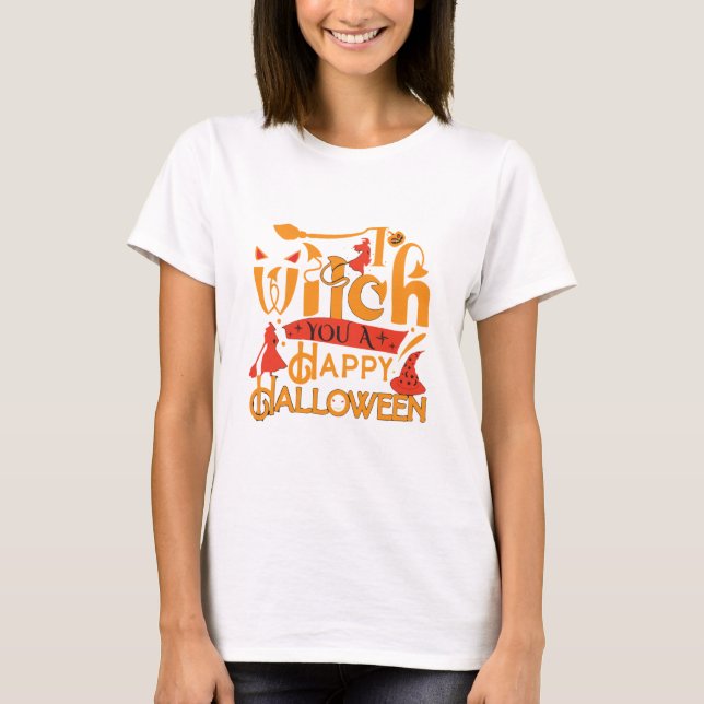Gnid dig en lycklig Halloweent T Shirt (Framsida)