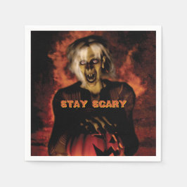 Gnisig häxa med pumpa. Halloween Pappersservett