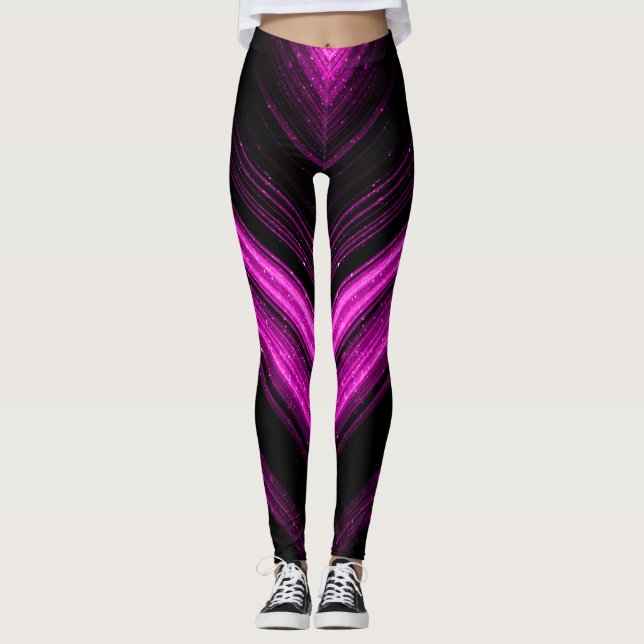 Gnisig magenta för metallisk rosa galaxy chevron l leggings (Framsida)