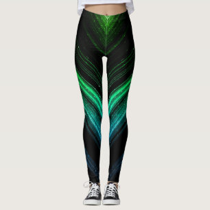 Gnisig metallisk akvariefisk grönt galaxi chevron  leggings