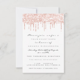 Gnist Glitter Drips Ros Vit  Bröllop Sweet 16 Inbjudningar