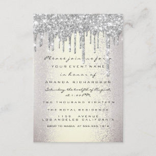 Gnist Glitter Drips Silver Rökig Bröllop Sweet 16 Inbjudningar
