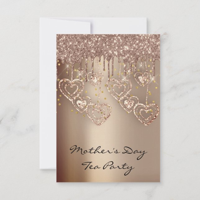 Gnist Glitter Dropar Ros Mors Dag Tekalas Inbjudningar (Baksida)