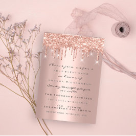 Gnist Glitter Dropar Roséguld Bröllop Sweet 16 Inbjudningar