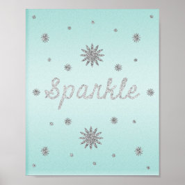 Gnistra Aqua med Silver Glitter Poster