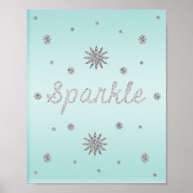 Gnistra Aqua med Silver Glitter Poster (Framsidan)