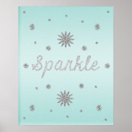 Gnistra Aqua med Silver Glitter Poster