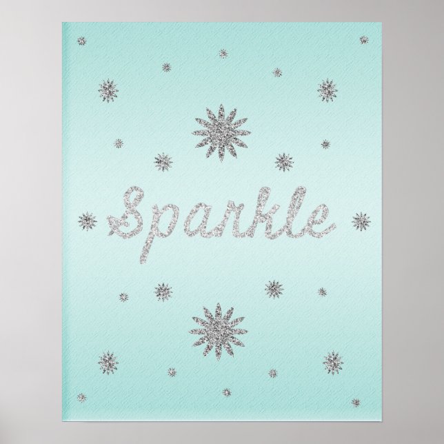 Gnistra Aqua med Silver Glitter Poster (Framsidan)