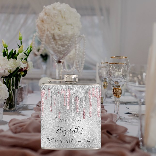 Gnistra av födelsedag silver rosa folie glitter mo fickplunta (Skapare uppladdad)