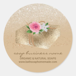 Gnistra av tvål runt klistermärke