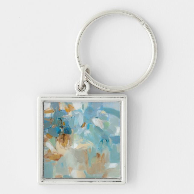 Gnistra Beach Fyrkantig Silverfärgad Nyckelring (Framsidan)