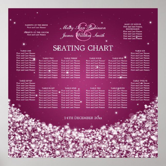 Gnistra Berry för elegant bröllop-sätesdiagram, st Poster (Framsidan)