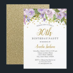 Gnistra Blommigt Lila 30års födelsedag Inbjudan<br><div class="desc">Mer elegant blommigt på födelsedagsinbjudan i Little Bayleigh Store!</div>