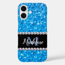 Gnistra Blue Glitter & Gems med Namn och Monogram