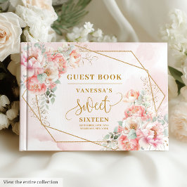 Gnistra Boho Blek Rosa Guld Peonies Sweet sixteen Gästböcker