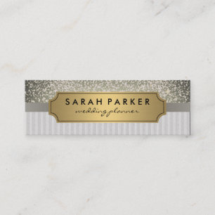 Gnistra Bokeh Faux Linen Metallic Guld etikett Mini Visitkort