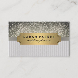 Gnistra Bokeh Faux Linen Metallic Guld etikett Visitkort