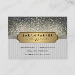 Gnistra Bokeh Faux Linen Metallic Guld etikett Visitkort