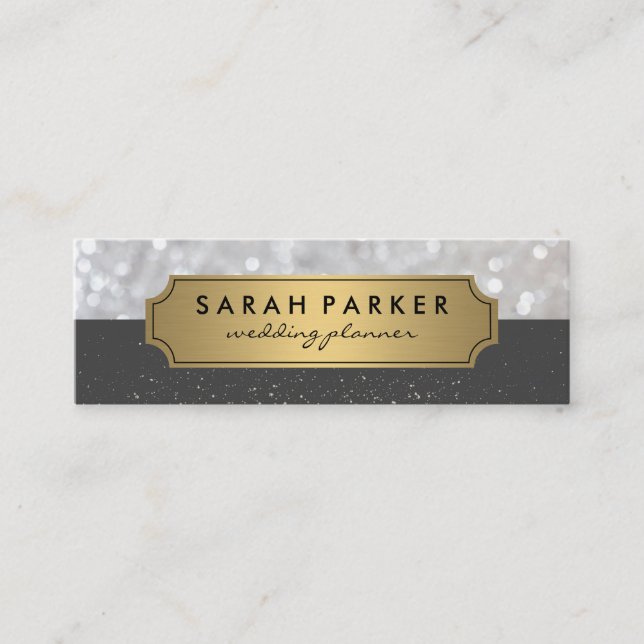 Gnistra Bokeh med Faux Metallic Guld-etikett Mini Visitkort (Framsida)
